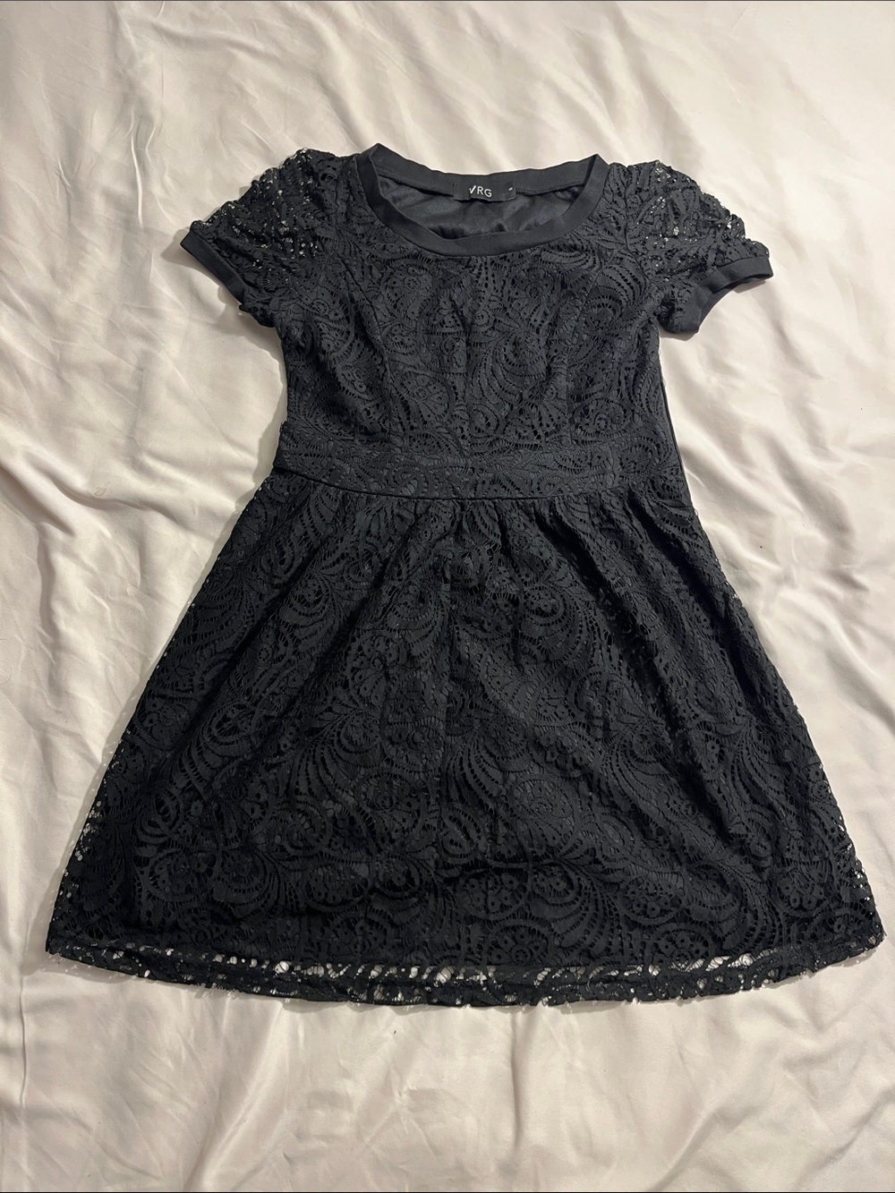 Girls' Black Lace Fit-and-Flare Dress - VRG